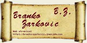Branko Žarković vizit kartica
